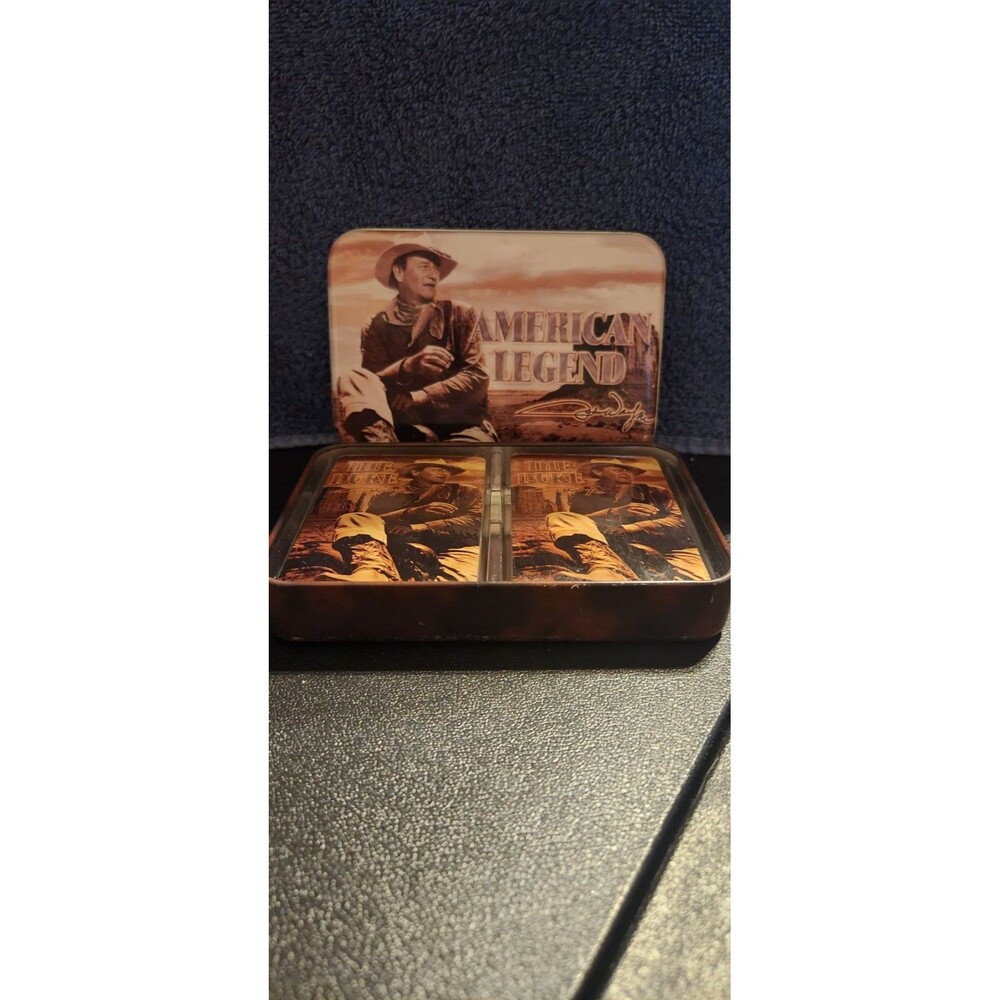 Vintage & Collectible John Wayne 2 decks of playing Sealed cards in a metal tin
